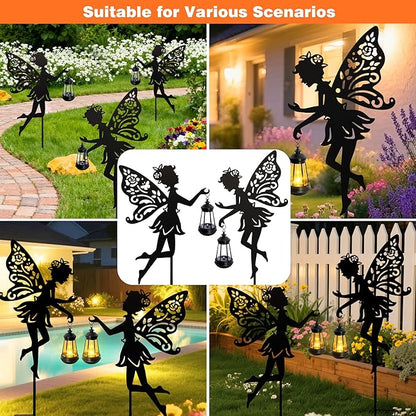 Solar Fairy Garden Lights Outdoor, 2 Pack Hanging Lantern Fairy Stakes - Image 8