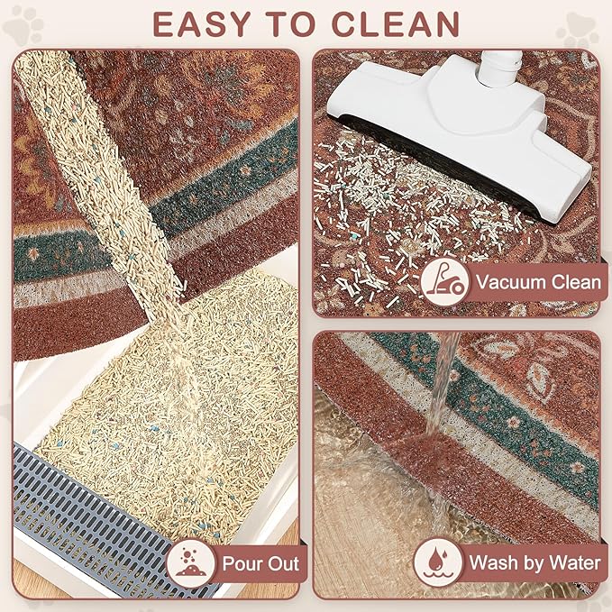 Unicorn Catcher Cat Litter Mat 33" x 22" Non-Slip Litter Box Mat Washable - Image 4