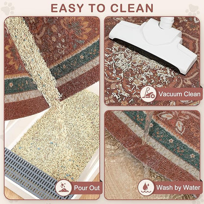 Unicorn Catcher Cat Litter Mat 33" x 22" Non-Slip Litter Box Mat Washable - Image 4