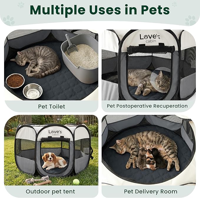 Love's cabin Dog Playpen with Washable Pee Pad, Puppy Pet Cat Playpen Small - Image 5