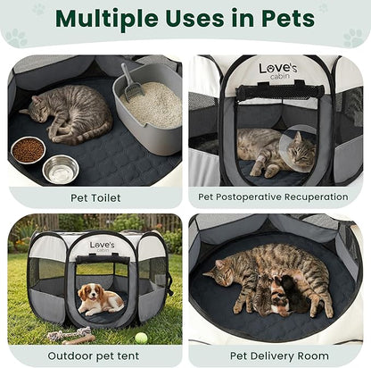 Love's cabin Dog Playpen with Washable Pee Pad, Puppy Pet Cat Playpen Small - Image 5