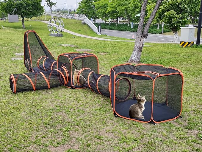 6 in 1 Pet Cat and Dog Tunnel Tent Foldable Pet Tent Outdoor Pop Up Pet Playpen - Image 2