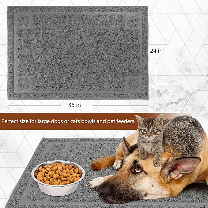 Prime Pets Dog Food Mat Waterproof, 35”x 24”, Pet Mat - Image 2