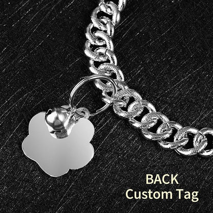 Hillban Cat Collar Diamond Chain Glitter Collar Walking Metal - Image 4