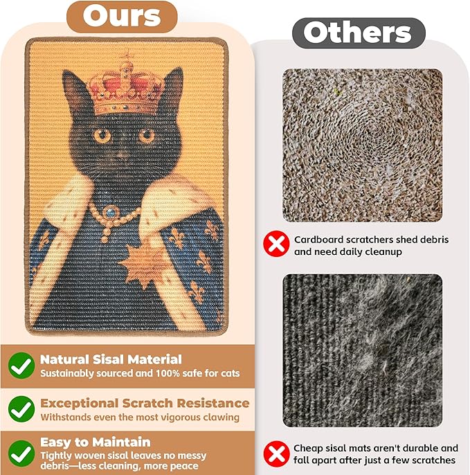 Sisal Cat Scratcher Mat, Cat Wall Scratcher - Image 4