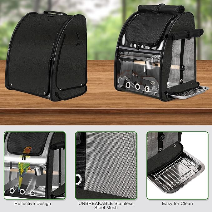 Bird Carrier Bag with Indestructible Stainless Steel Mesh, Bird Travel Cage - Image 3