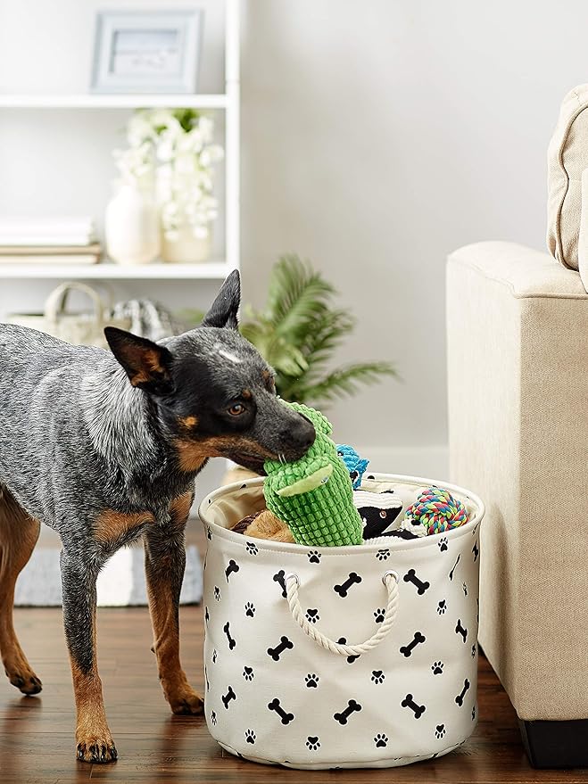 Bone Dry Pet Storage Collection Paw and Bone Print, Medium Round - Image 6