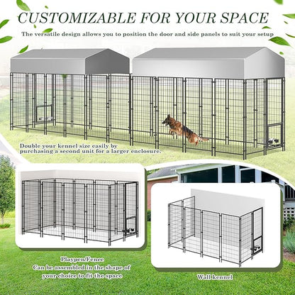 Grepatio Outdoor Dog Kennel for Large Dogs, Heavy Duty Welded Wire Steel Dog - Image 6