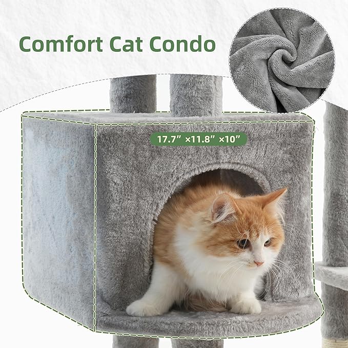 Gitelsnour Cat Tree for Indoor Cats, 55.1 inch Cat Tower - Image 3