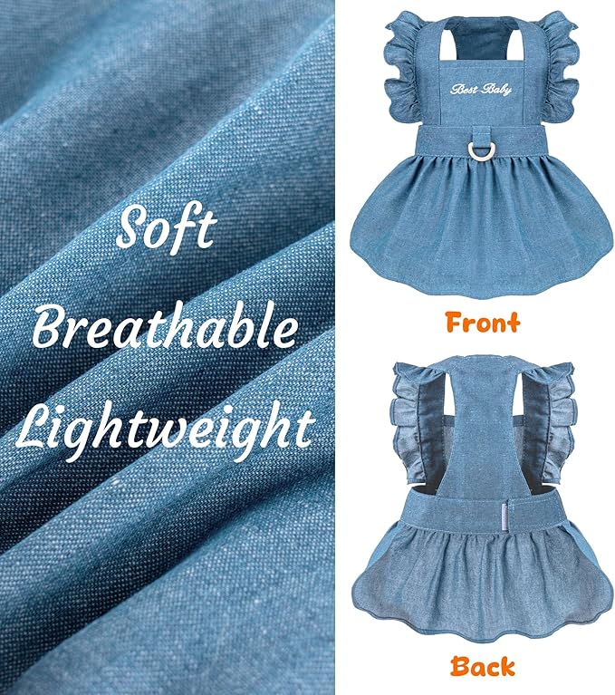 Denim Cat Dog Dress Clothes for Small Dogs - Image 6