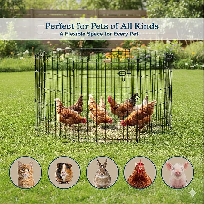 Dog Playpen - Foldable Metal Exercise Puppy Play Pen - Indoor/Outdoor Pen with - Image 8