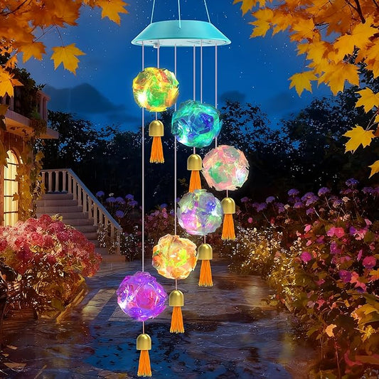 Toodour Solar Wind Chime, Color Changing Hydrangea Ball Wind Chimes LED by Toodour