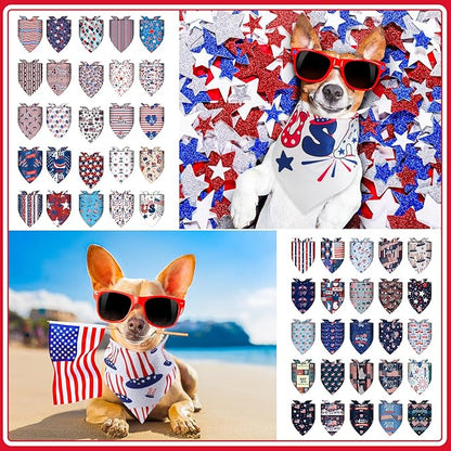 Huhumy 100 Pcs 4th of July Dog Bandanas Bulk 3 Sizes Dog Washable Bandana - Image 6