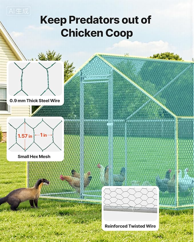 VEVOR Large Metal Chicken Coop, 19.7x9.8x6.5ft Walk-in Chicken Runs - Image 4