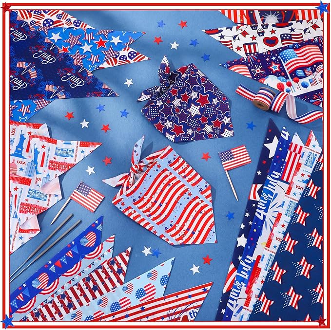 Huhumy 100 Pcs 4th of July Dog Bandanas Bulk 3 Sizes Dog Washable Bandana - Image 3
