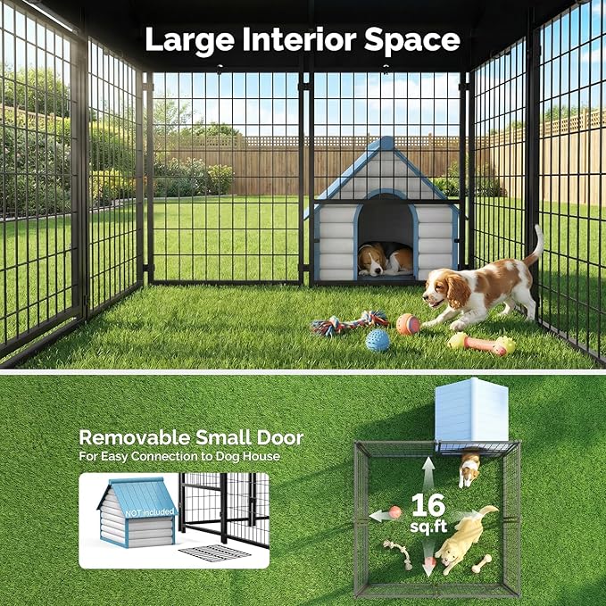Sino Luban 4x4x4.6FT Dog Kennel Outdoor, Dog Run Enclosure Outside Dog Kennel - Image 2