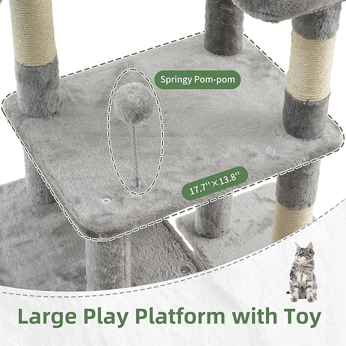 Gitelsnour Cat Tree for Indoor Cats, 55.1 inch Cat Tower - Image 4