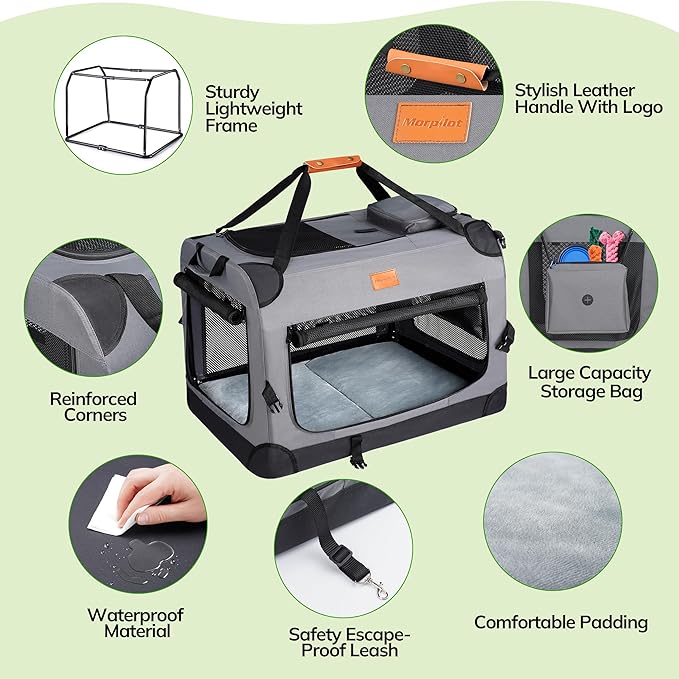 Morpilot 24-inch Portable Collapsible Dog Crate: Travel Dog Crate Soft-Sided - Image 2