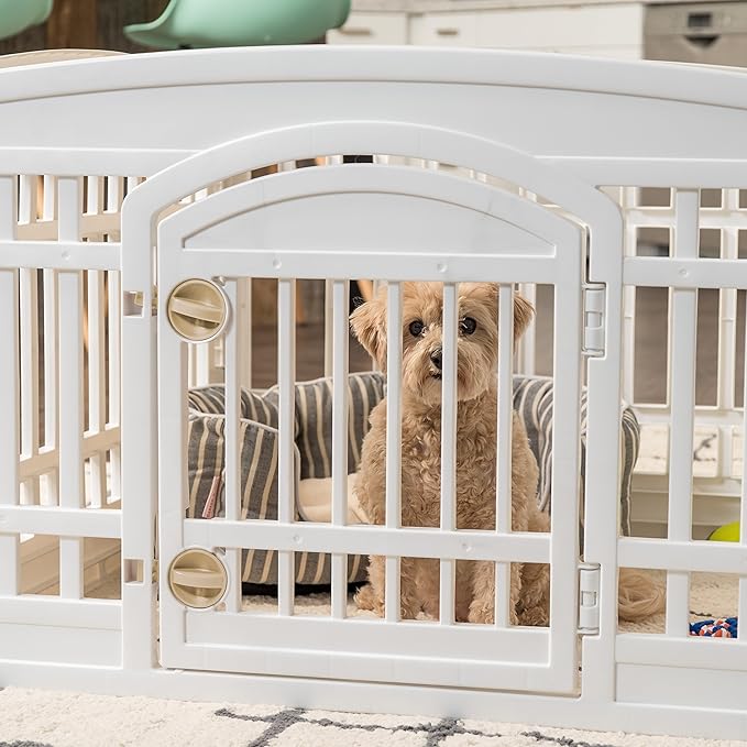 IRIS USA Dog Playpen with Door, 24” 4 Panel Pet Exercise Pen – Indoor Outdoor - Image 10