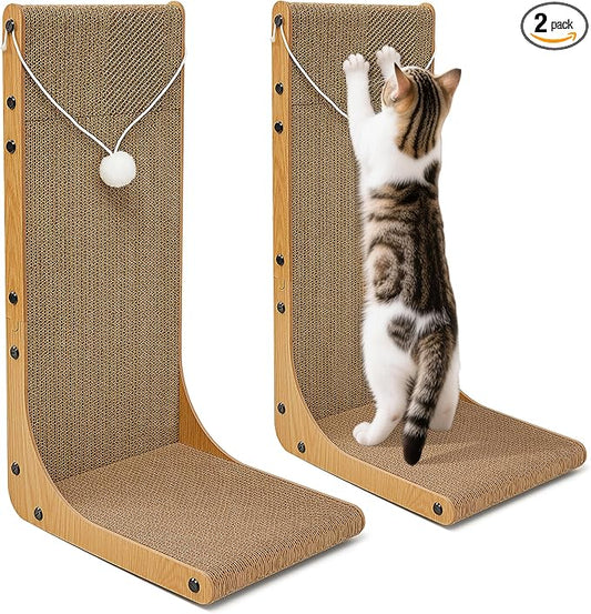 Value 2-Pack 23.6 Inch L-Shaped Cardboard Cat Scratcher, Dual Use Scratch Pad by Unknown