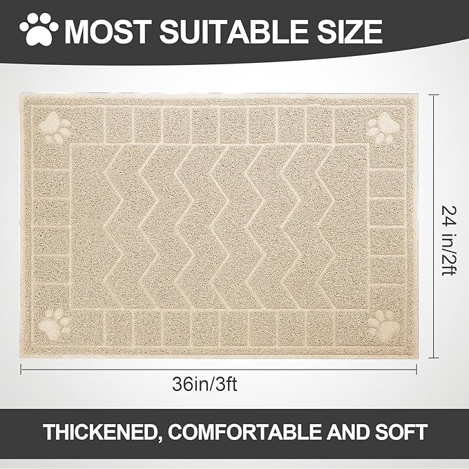 Cat Litter Mat, Litter Trapping Mat Soft on Kitty Paws, Waterproof, Easy Clean - Image 2