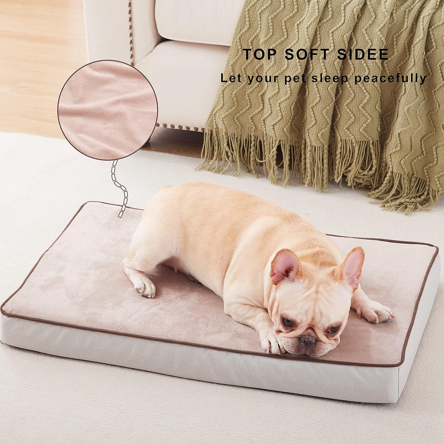 Orthopedic Memory Foam Dog Bed, Cooling Dog Beds for Medium/Large Dogs -Waterproof Pet Bed for Crate with Removable Washable Cover (M(29inch,45Lbs))