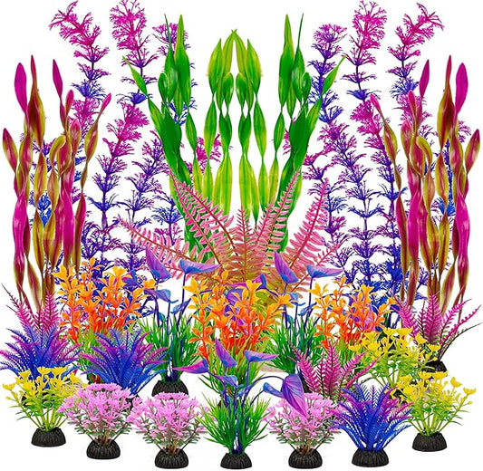 Ameliade 25pcs Fish Tank Artificial Plastic Plants Decorations Large Aquarium by Ameliade