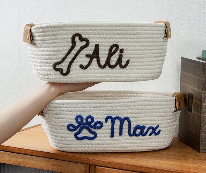 JUPPE Pet Dog Basket with Personalized Name, Dog Toys Storage Organizer Custom - Image 8