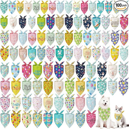 Huhumy 100 Pcs Spring Dog Bandanas Bulk in 3 Sizes, Washable Pastel Floral & by Huhumy