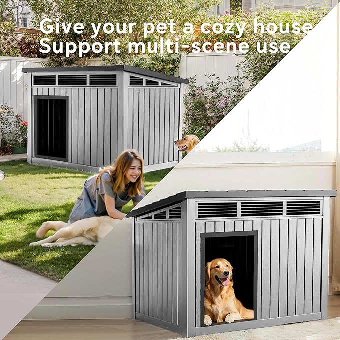 DRATO Dog House, Weatherproof Resin Outdoor Dog House - Image 4