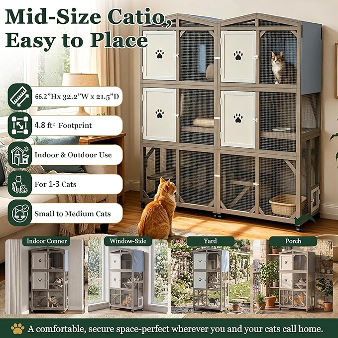 Gowoodhut Catio Outdoor Cat Enclosure 66.2" H Window Catio - Image 7