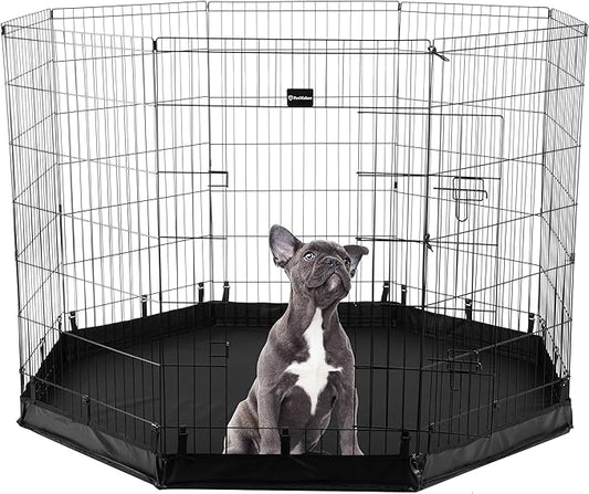 Dog Playpen - Foldable Metal Exercise Puppy Play Pen - Indoor/Outdoor Dog Fence by PETMAKER