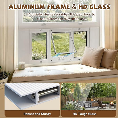 Full-Size Window Pet Door for Cats & Small Dogs, Width Adjustable Fits Sliding - Image 6