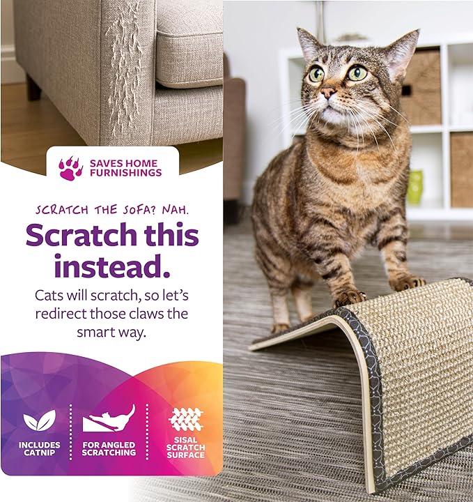 SmartyKat Sisal Angle Ramp Cat Scratcher, Natural Woven Sisal Surface & Stable - Image 2