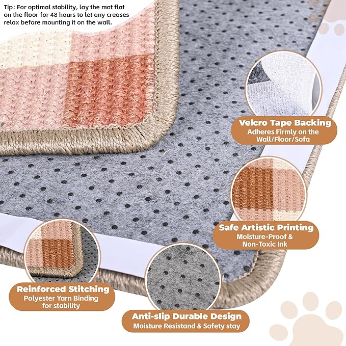 Cat Scratcher Mat, Natural Sisal Cat Scratch Pad, 23.6x15.7 Inch Horizontal Cat - Image 3