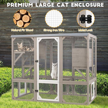Ketive Catio Outdoor Cat Enclosure, Wooden Cat Catio, Large Weatherproof Cats - Image 3