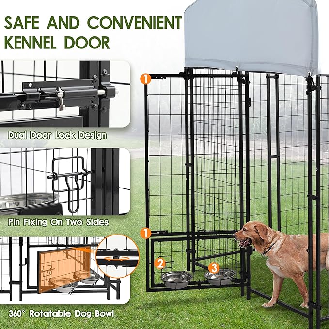 8x4x6 FT Dog Kennel Outdoor for Large Dogs, Dog Enclosure Dog Cage Pet House - Image 2