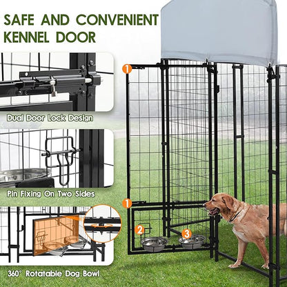 8x4x6 FT Dog Kennel Outdoor for Large Dogs, Dog Enclosure Dog Cage Pet House - Image 2