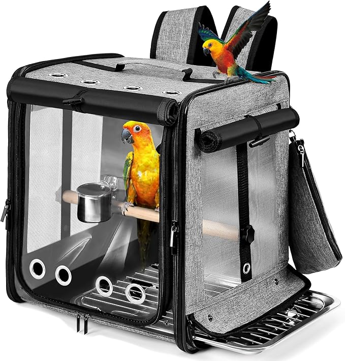Bird Carrier with Seat Belt for Car Travel, Bird Backpack Carrier with by Suertree