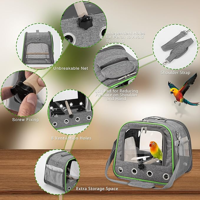 Upgraded Small Bird Carrier, Lightweight and Portable Travel Bird Cage - Image 4