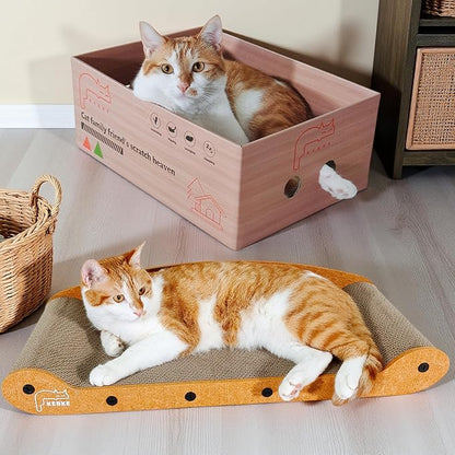 Cat Scratcher Bed 27 Inch Cat Couch Scratcher &16 Inch Cat Scratch Box - Image 6