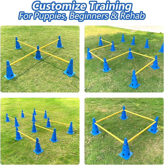 Dog Agility Hurdle Cone Set, Adjustable Height Dog Agility Course - Image 3