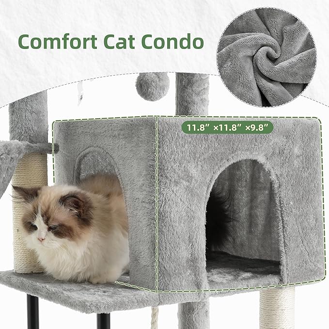 Gitelsnour Cat Tree, Cat Tower for Indoor Cats, 43.3 inch Cat Tree Tower - Image 3