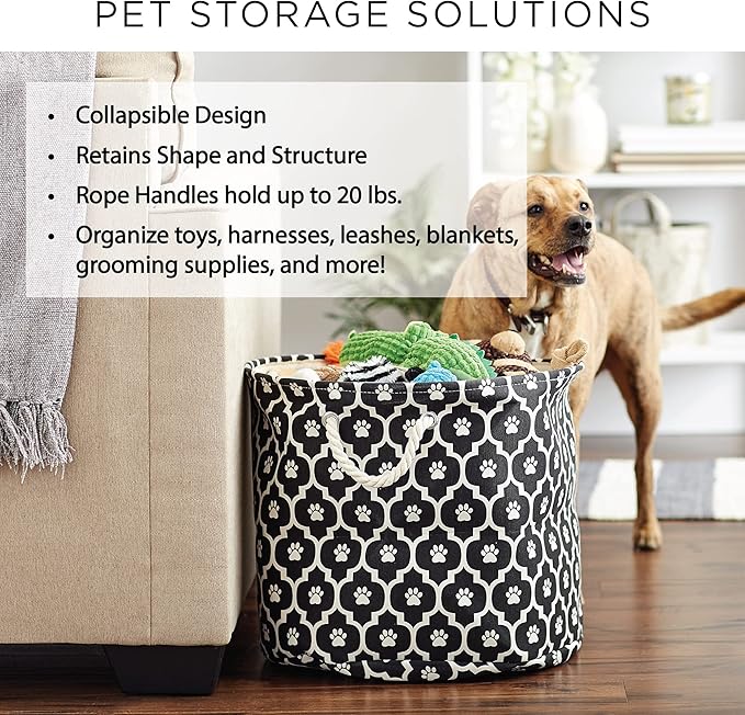 Bone Dry Pet Storage Collection Lattice Paw Print, Medium Round - Image 8