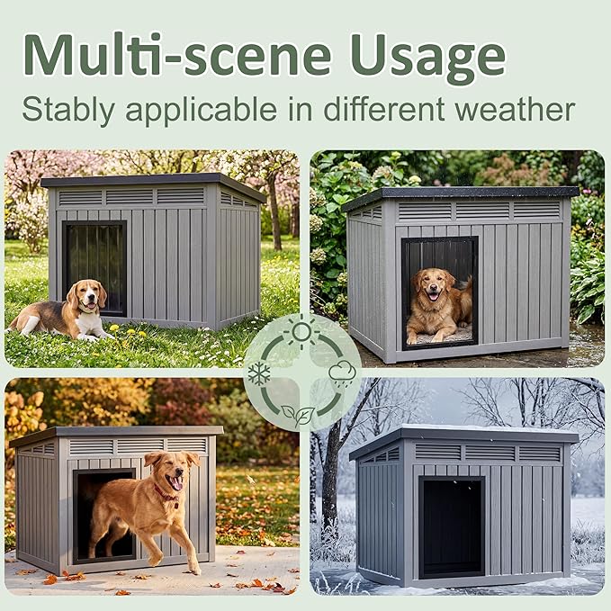 DRATO Large Dog House, Weatherproof Resin Large Dog House Outdoor - Image 5