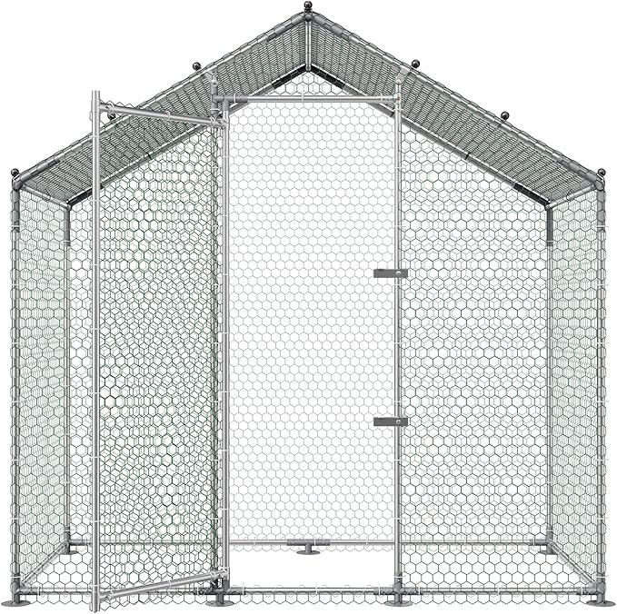 VEVOR Large Metal Chicken Coop, 6.6 x 3.3 x 6.6 ft, Walk-in Chicken Run House - Image 9