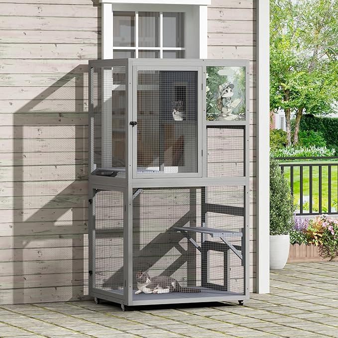 COZIWOW Outdoor Wooden Cat Catio – Weatherproof, Easy Assembly, - Image 6