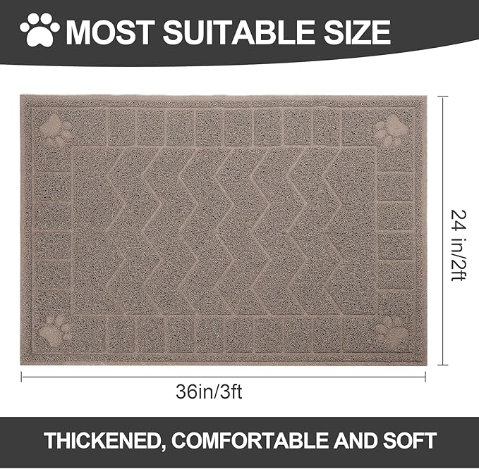 Cat Litter Mat, Litter Trapping Mat Soft on Kitty Paws, Waterproof, Easy Clean - Image 2