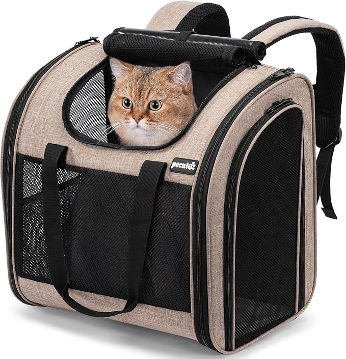 Pecute Cat Backpack with Widened Interior Space, Upgraded Dog Backpack Carrier by pecute