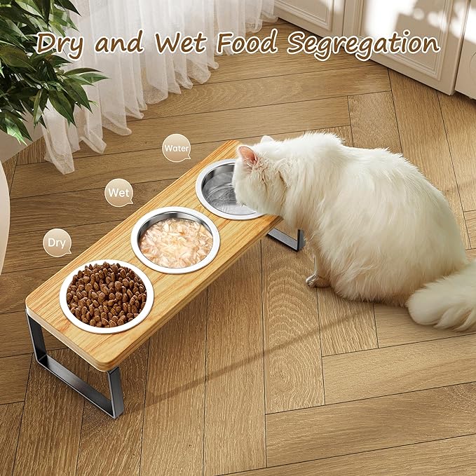 Elevated Cat Bowls with 3 Stainless Steel Bowls | 10° Tilted Anti-Vomiting - Image 2